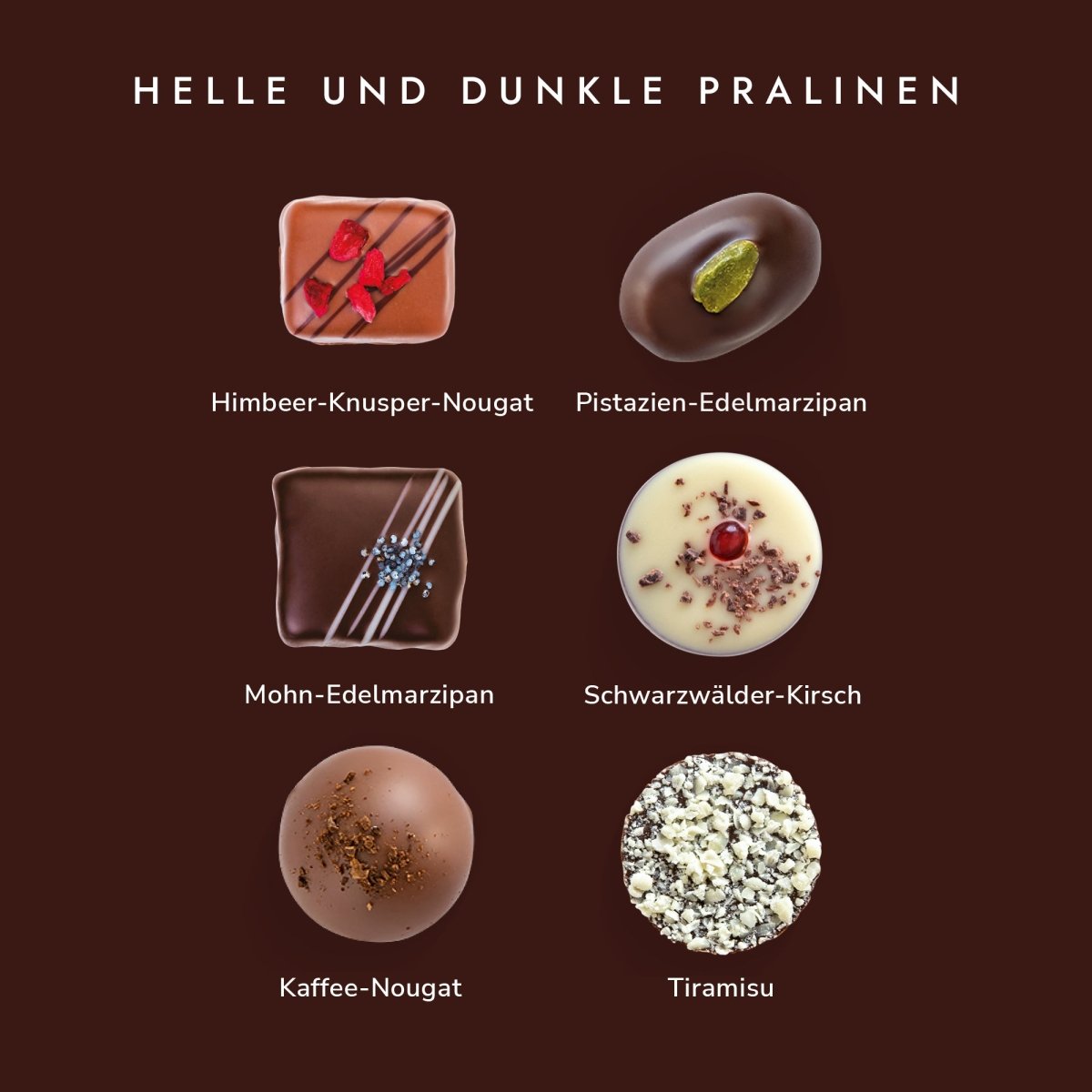 Helle und Dunkle Pralines