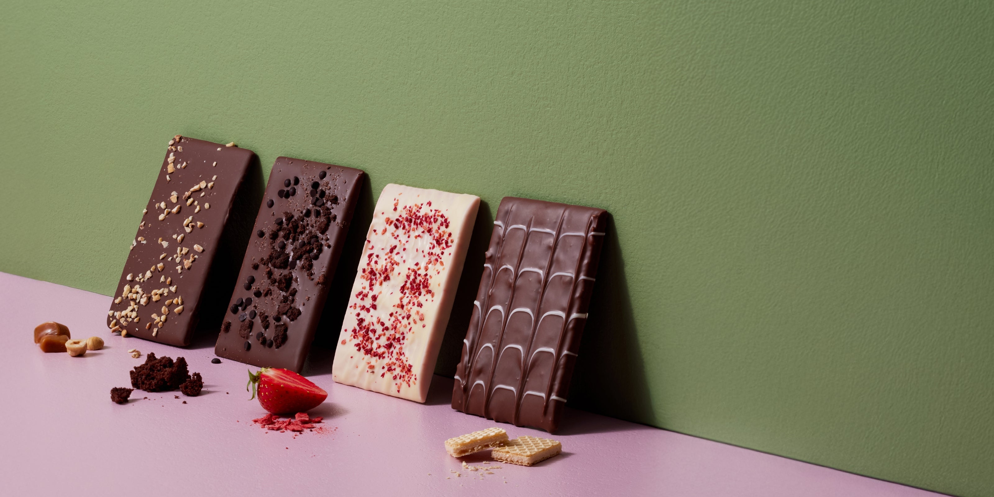 Aufgestellte Schokolade Tafeln