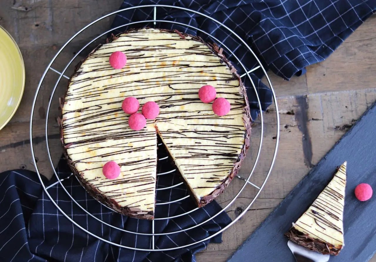 Käsekuchen mit Brownieboden